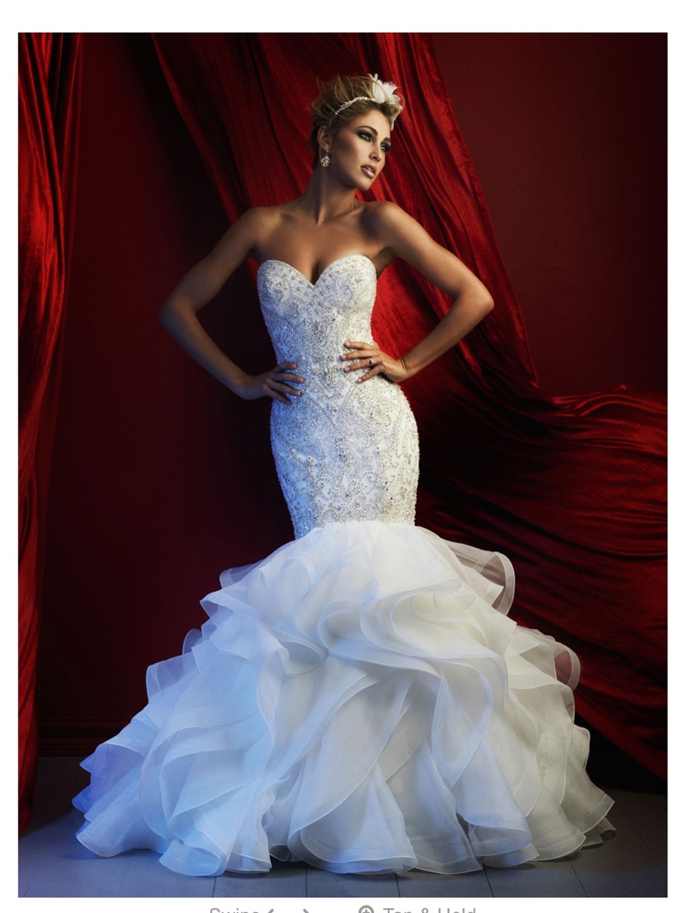 Allure Couture Bridals Ivory with  Straps Beaded Mermaid Gown
